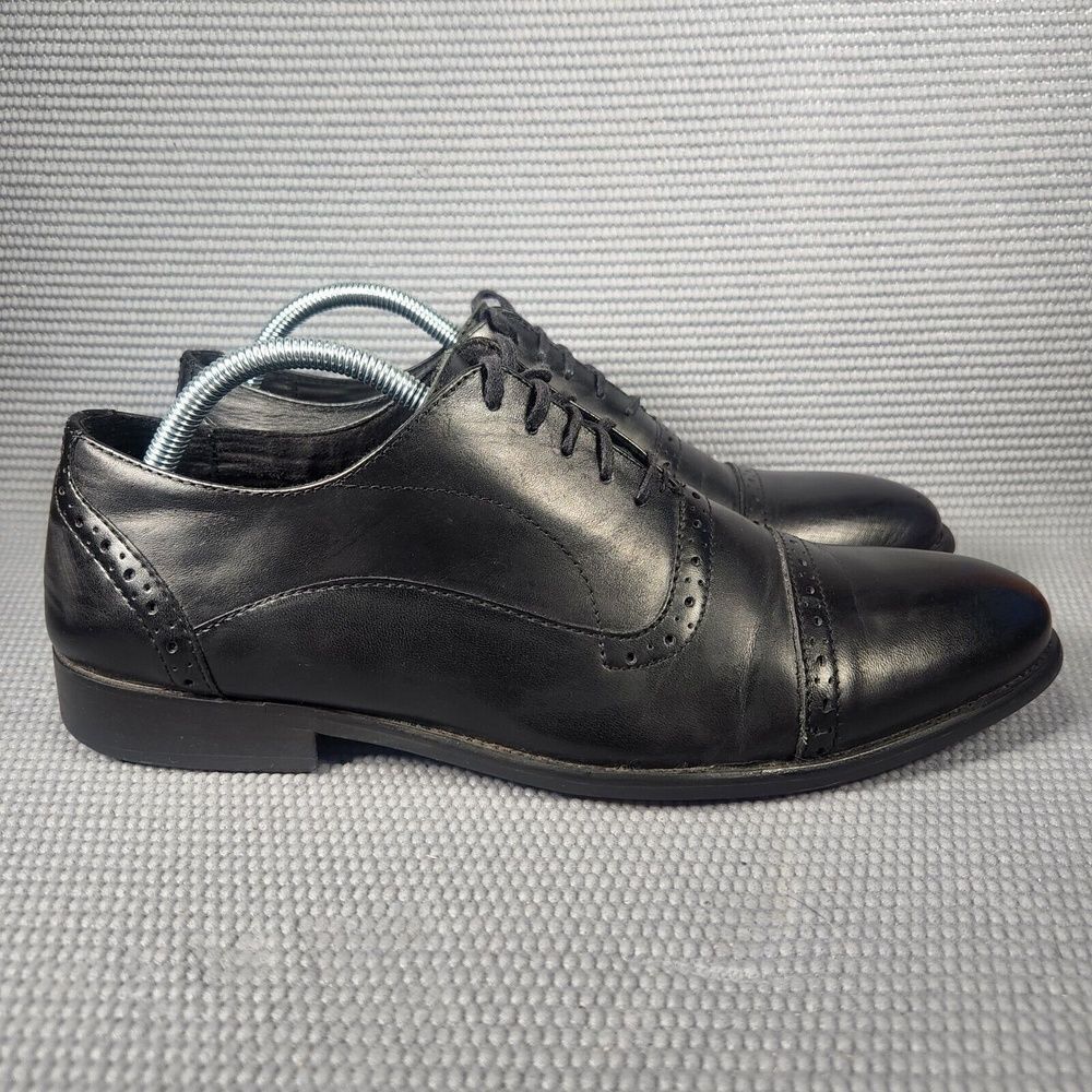 Steve Madden Triffle Men's Size 9 Black Cap Toe Derby Lace Up Dress Shoes 842